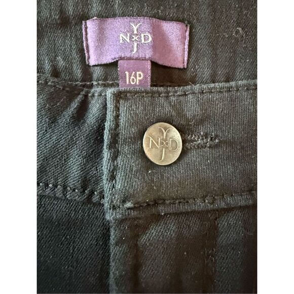 NYDJ Womens Zip Fly High Rise Twill Cotton Blend Straight Leg Jeans Black Sz 16P - Picture 3 of 7